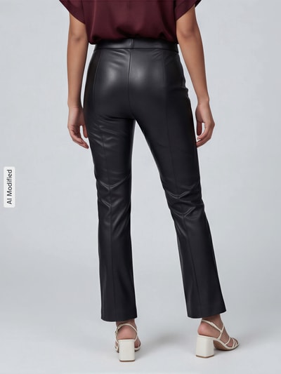 Raffaello Rossi Wide leg kunstleren broek van viscosemix model 'MACY' Zwart - 5