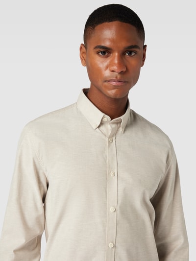 Lindbergh Slim fit vrijetijdsoverhemd met button-downkraag, model 'Oxford' Beige - 3