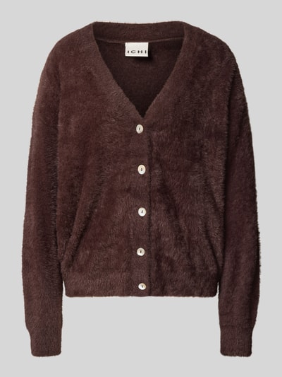 ICHI Kurtka z dzianiny z dekoltem w serek model ‘BRULA’ Ciemnobrązowy 2