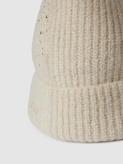 Liu Jo White Beanie in glanzend design, model 'Cuffia Lurex Borchie' Offwhite - 2