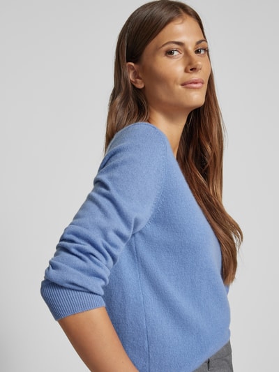 S.Marlon Kaschmirpullover mit abgerundetem V-Ausschnitt Blau 3