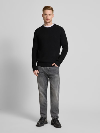 Tom Tailor Denim Regular Fit Strickpullover mit Wollanteil mit Strukturmuster Black 1