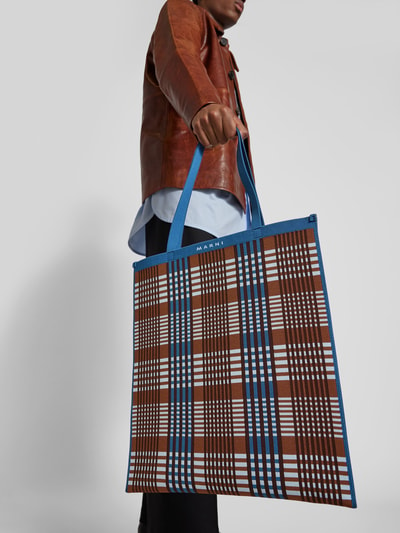 Marni Tote Bag mit Tartan-Karo Blau 1