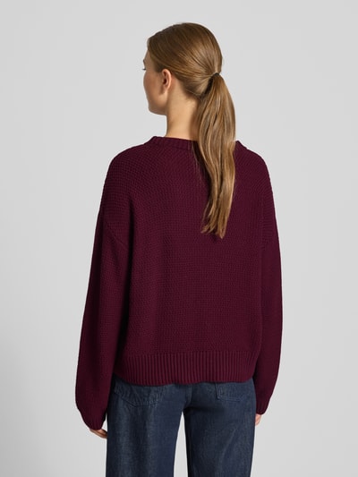 More & More Relaxed Fit Pullover in Strick-Optik mit überzogenen Schultern Bordeaux 5