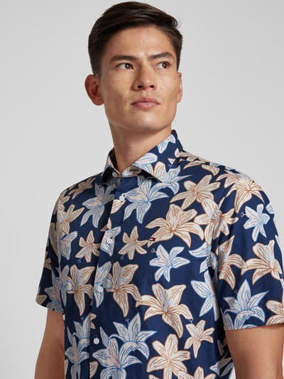 Tommy Hilfiger Regular fit zakelijk overhemd met all-over motief Marineblauw - 3