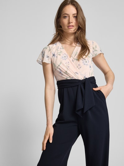 Christian Berg Cocktail Jumpsuit mit V-Ausschnitt Marine Melange 3