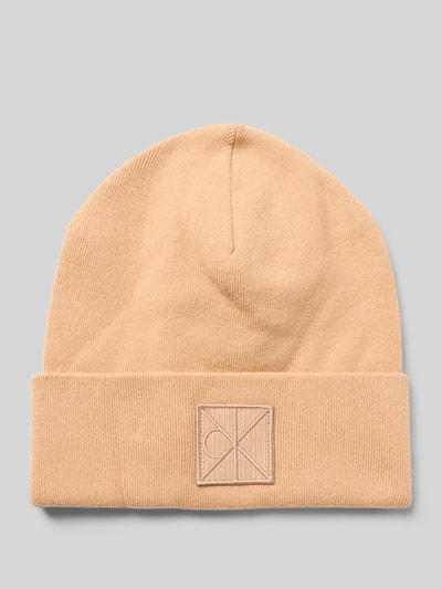 CK Calvin Klein Mütze aus Viskose-Mix mit Logo-Patch Modell 'Bea' Cognac 1