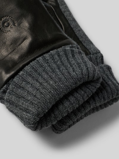 bugatti Handschuhe aus Leder-Textil-Mix mit Label-Detail Black 2