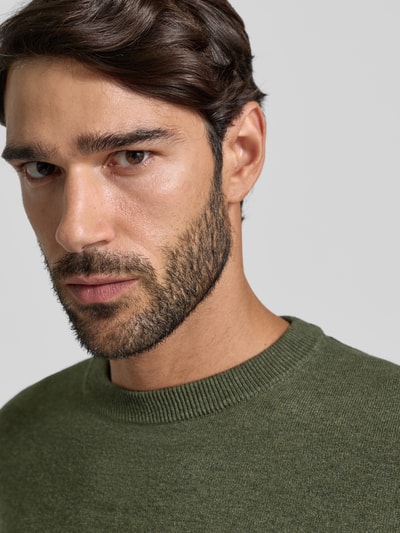 MCNEAL Strickpullover aus Baumwoll-Kaschmir-Mix mit Rundhalsausschnitt Khaki Melange 3