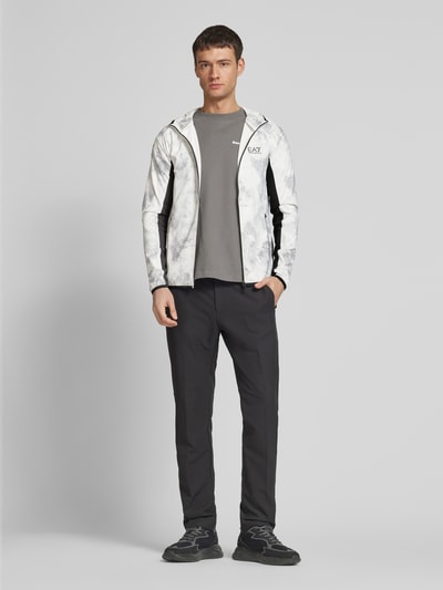 EA7 Emporio Armani Sweatjacke mit Label-Print Modell 'VIGOR' Hellgrau 1