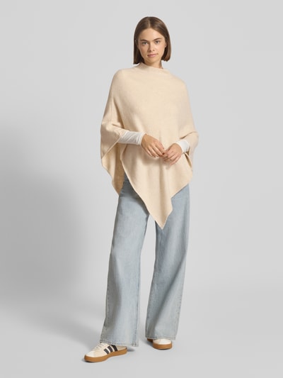 Pieces Loose fit gebreide poncho met ronde hals en kraag, model 'FORTUNA' Offwhite - 1