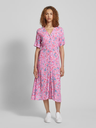 Pieces Midi-jurk met all-over print, model 'ARINE' Roze - 4