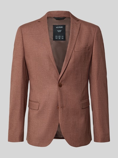 Produktfoto, Slim Fit Sakko mit Viskose-Anteil von s.Oliver BLACK LABEL in warmem Braunton, glatte Struktur, zwei Knöpfe, auf hellem Hintergrund