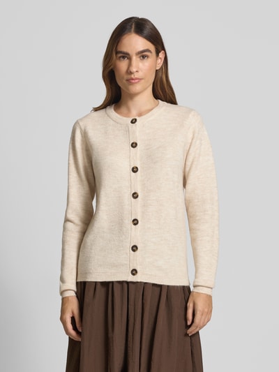 Soyaconcept Strickjacke mit Rundhalsausschnitt Modell 'ORLEAN' Ecru Melange 4