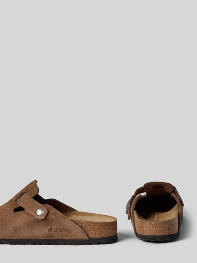 Birkenstock Klapki ze skóry bydlęcej nappa z zapięciem na klamrę Ciemnobrązowy 2