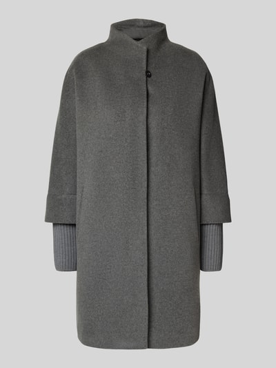 ICONS Cinzia Rocca Mantel aus Schurwolle mit Stehkragen Anthrazit Melange 2