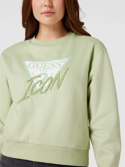 Guess Sweatshirt mit Logo-Print Modell 'CN ICON' Schilf 3