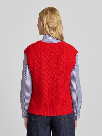 Polo Ralph Lauren Strickpullunder mit Zopfmuster Rot 5