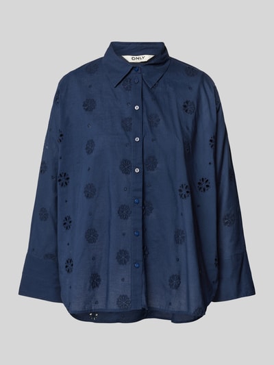 Only Boxy fit overhemdblouse van puur katoen, model 'NEW LINA GRACE' Marineblauw - 2
