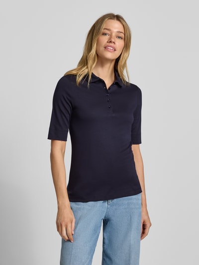 Christian Berg Woman Koszulka polo o kroju slim fit z listwą guzikową i rękawem o dł. 1/2 Ciemnoniebieski 4