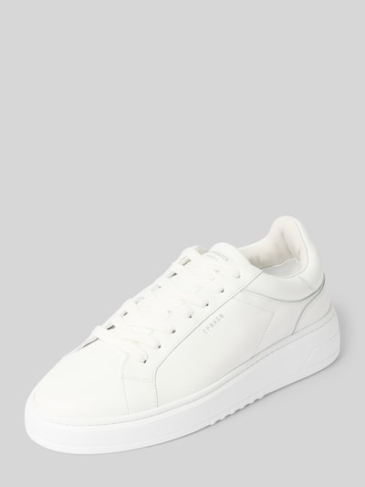 Produktfoto, Sneaker aus echtem Leder mit Logo-Print von Copenhagen in Weiß, abgerundete Form, Schnürverschluss, strukturierte Sohle, Context: Herren Sneaker, Absatzhöhe 4 cm, Schafthöhe 9 cm, Schaftweite 10 cm