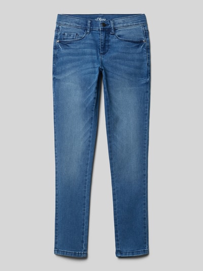 s.Oliver RED LABEL Slim Fit Jeans aus weichem Baumwoll-Mix mit Weitenregulierung innen Modell 'SURI' Blau 1