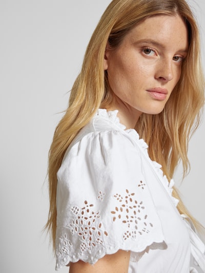 Neo Noir Blouse met broderie anglaise en V-hals Offwhite - 3