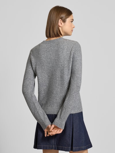 Pieces Regular fit gebreid jack met wol, model 'MALOU' Middengrijs gemêleerd - 5