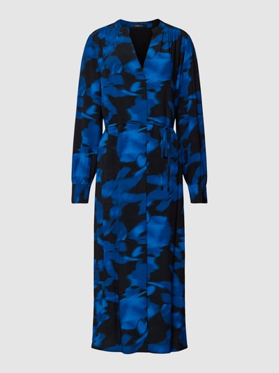 comma Midi-jurk met all-over motief Koningsblauw - 2