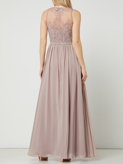 Unique Abendkleid aus Tüll und Chiffon mit Perlen  Mauve 5