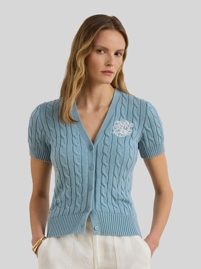 Lauren Ralph Lauren kardigan rozpinany w kroju regular fit z krótkim rękawem z czystej bawełny Jasnoniebieski 4