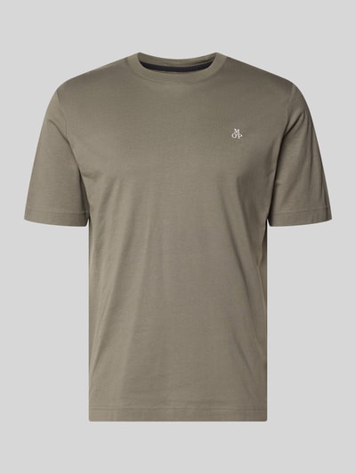 Produktfoto, Regular Fit T-Shirt aus reiner Baumwolle von Marc O'Polo in Unifarbe, Rundhals, Kurzarm, Logo-Print, Jersey-Textur