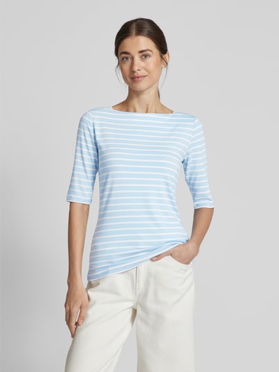 comma T-Shirt mit U-Boot-Ausschnitt Bleu 4