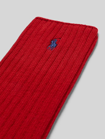 Productfoto, Sokken met label-stitching model 'CREW SOCK' van Polo Ralph Lauren Underwear, rood effen met ribstructuur, katoenmengsel met stretch.