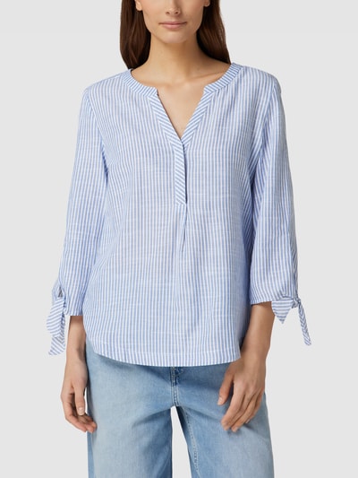 Montego Blusenshirt mit Streifenmuster und Kellerfalte Blau 4