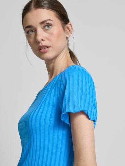 Rich & Royal T-shirt met structuurmotief Koningsblauw - 3