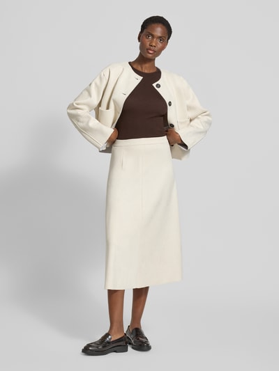 More & More Relaxed Fit Blazer mit Rundhalsausschnitt Kitt 1