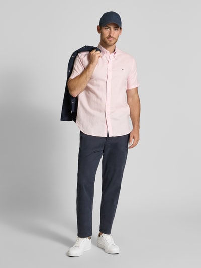 Tommy Hilfiger Regular fit vrijetijdsoverhemd van een mix van katoen en linnen Roze - 1