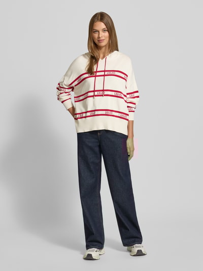 LIU JO SPORT Sweter o kroju relaxed fit z mieszanki wiskozy z wyhaftowanym logo Złamany biały 1