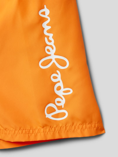 Pepe Jeans Badehose mit Label-Print Modell 'GUSTAVE' Orange 2