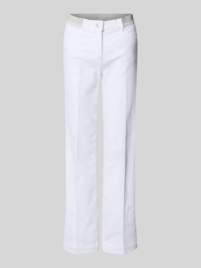 Produktfoto, Damen Wide Leg Jeans mit Eingrifftaschen Modell 'Jenny' von TONI, bawełniany miks z domieszką lyocellu, szeroki fason, elastyczny pas, zapięcie na guzik i zamek, kieszenie skośne i tylne, szerokość w rozmiarze 36: 38 cm, długość nogawki wewnętrznej w rozmiarze 36: 80 cm, biel, gładka faktura