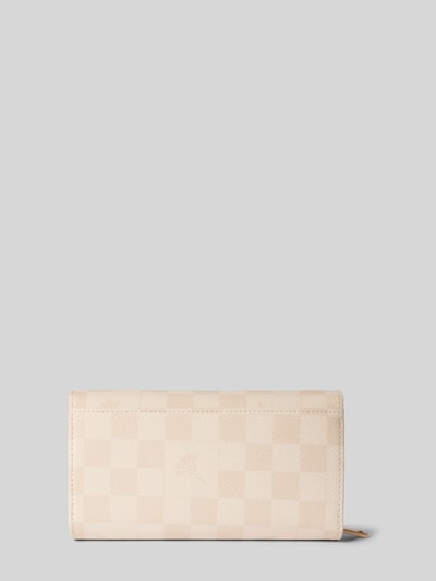 Produktfoto, Portemonnaie mit Label-Applikation Modell 'europa' von JOOP! für Damen, Hauptfach mit Druckknopfverschluss, diverse Fächer, hellbeiges Karo-Muster, glatte Textur