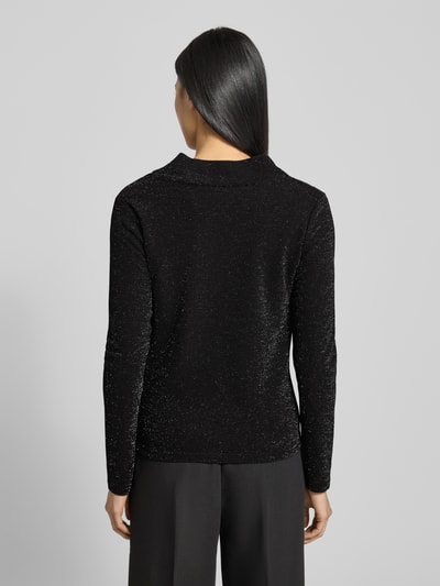 Selected Femme Regular fit shirt met lange mouwen en cascadehals, model 'SANDRA' Zwart - 5