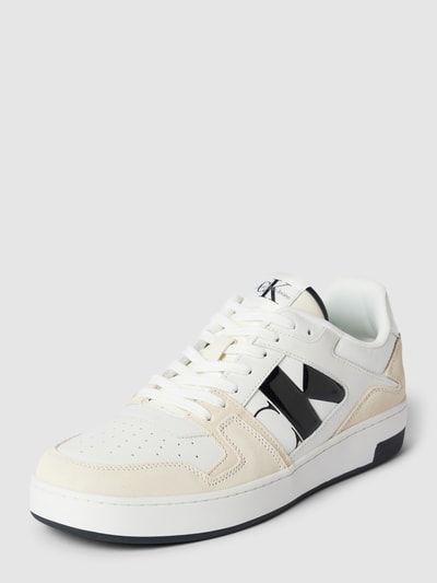 Calvin Klein Jeans Leren sneakers met contrastgarnering Wit - 1