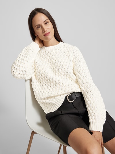 Jake*s Casual Strickpullover mit Lochmuster Ecru 3