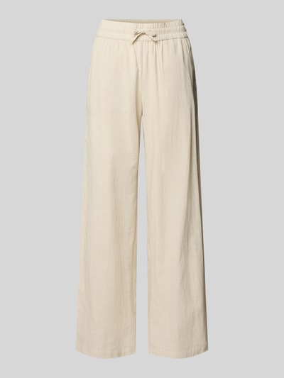 Produktfoto, Weite Hose aus Baumwoll-Leinen-Mix Modell 'CAIA' von Vero Moda, unifarben in Beige, weite Passform, elastischer Bund mit Tunnelzug, seitliche Eingrifftaschen.