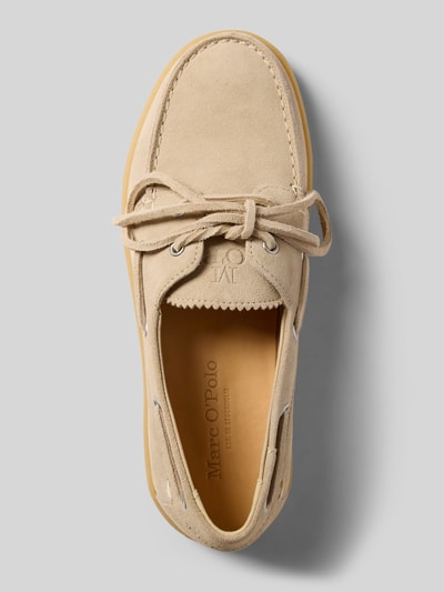 Produktfoto, Loafer aus reinem Rindnubuk Modell 'KARA 1B' von Marc O'Polo, beżowy, strukturalna podeszwa, zaokrąglony czubek, sznurowanie, gładki nubuk