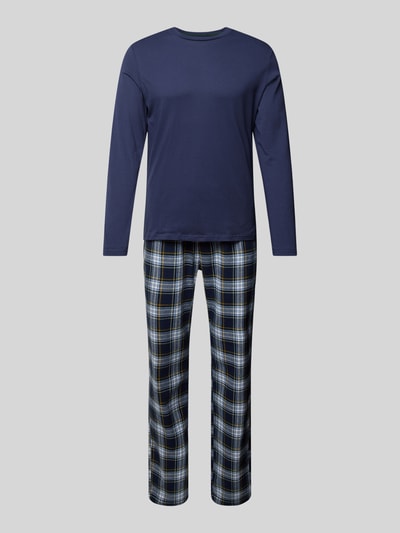 Christian Berg Men Pyjama met geribde ronde hals Marineblauw - 1