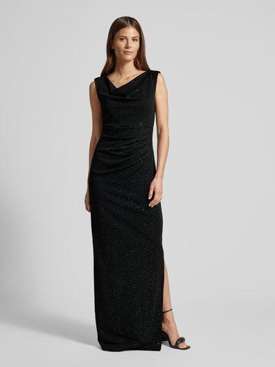 Christian Berg Cocktail Abendkleid mit Wasserfall-Ausschnitt Black 4