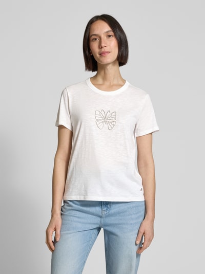 monari T-Shirt mit Label-Detail Offwhite 4